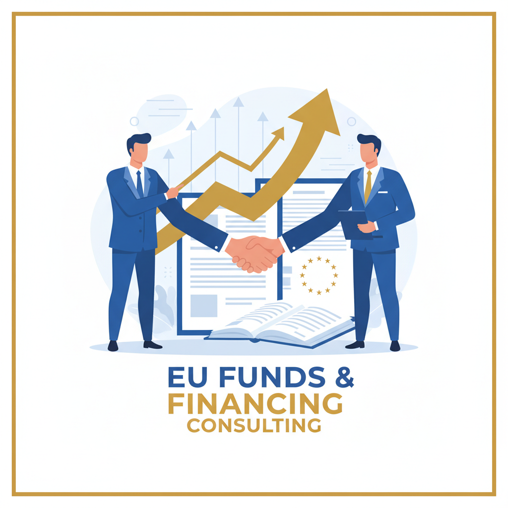 genereaza imagine de 400x400 sugerand asigurare servicii de Consultanță în vederea obținerii de finanțări fonduri europene