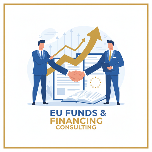 genereaza imagine de 400x400 sugerand asigurare servicii de Consultanță în vederea obținerii de finanțări fonduri europene